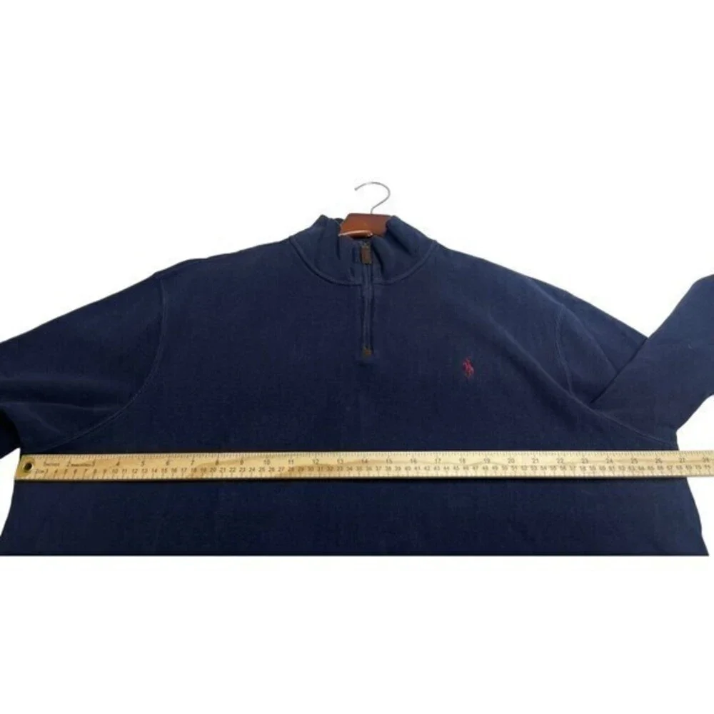 POLO Ralph Lauren Blue 1/4 Zip Sweater Long‎ Sleeve Red Pony Logo Size 2XL